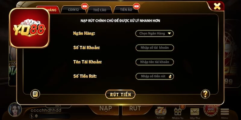 Cách rút tiền vừa nhanh vừa uy tín tại Yo88