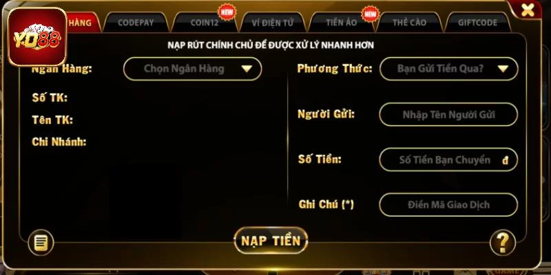 Đăng nhập cổng game tạo phiếu nạp Đăng nhập cổng game tạo phiếu nạp